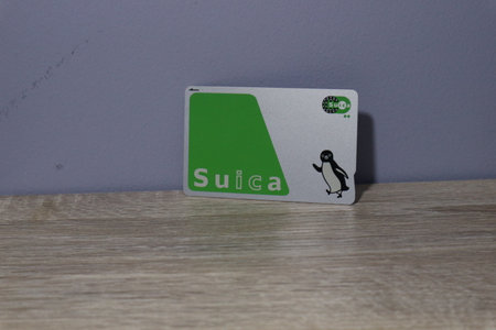 Japan on July 2019. Isolated photo from suica card. Suica is a prepaid rechargeable contactless smart card, electronic money used as a fare card on train lines in Japan.のeditorial素材