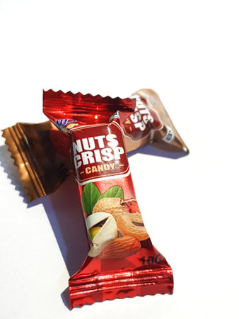Jakarta, Indonesia in October 2022. This is an isolated photo of nuts crisp candy, one of the cheap souvenirs from people who go for Umrah or Hajj.のeditorial素材