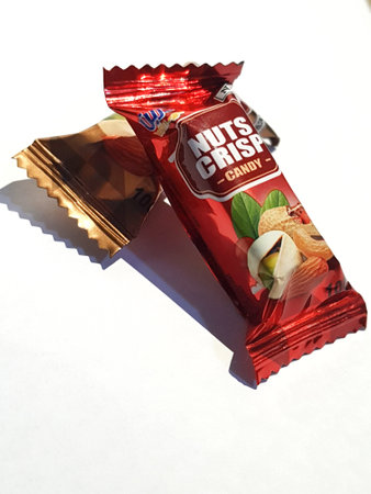 Jakarta, Indonesia in October 2022. This is an isolated photo of nuts crisp candy, one of the cheap souvenirs from people who go for Umrah or Hajj.のeditorial素材