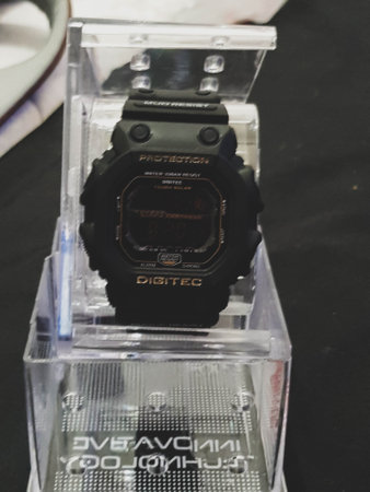 Black DIGITEC watch, water resistant. Very sturdy and handsome suitable for sporty people.のeditorial素材