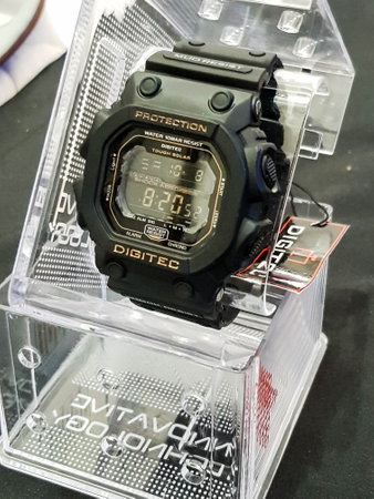 Black DIGITEC watch, water resistant. Very sturdy and handsome suitable for sporty people.のeditorial素材