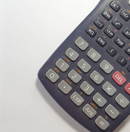 Close up photo of the buttons in the scientific calculator. A calculator that is usually owned by students and students because of its quite complete features at an affordable price.の写真素材