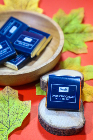 Jakarta, Indonesia on January 2023. Beryl's Cacao Dark Chocolate with Sea Salt. Ultimate dark chocolate made with 99% cacao for the best intensity of chocolate flavors. Chocolate doesnt get any purer than thisのeditorial素材