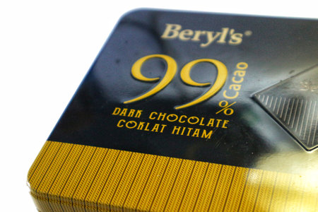 Jakarta, Indonesia on January 2023. Beryl's 99% Cacao Dark Chocolate from Malaysia. Ultimate dark chocolate made with 99% cacao for the best intensity of chocolate flavors. Pure Chocolate.のeditorial素材