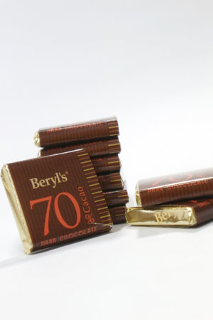 Jakarta, Indonesia on January 2023. Isolated photo of Beryl's 70% Cacao Dark Chocolate from Malaysia. Ultimate dark chocolate made with 99% cacao for the best intensity of chocolate flavors.のeditorial素材