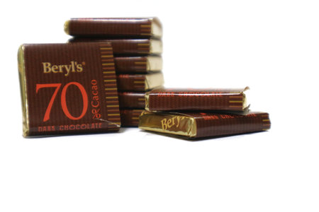Jakarta, Indonesia on January 2023. Isolated photo of Beryl's 70% Cacao Dark Chocolate from Malaysia. Ultimate dark chocolate made with 99% cacao for the best intensity of chocolate flavors.のeditorial素材