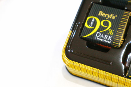 Jakarta, Indonesia on January 2023. Beryl's 99% Cacao Dark Chocolate from Malaysia. Ultimate dark chocolate made with 99% cacao for the best intensity of chocolate flavors. Pure Chocolate.のeditorial素材
