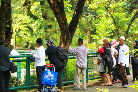 Jakarta, Indonesia in December 2022. The Zoo in Ragunan is one of the favorite places for small and large families which is very crowded during holidays. In this place children can get to know various kinds of animals.のeditorial素材