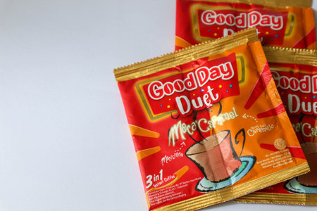 Jakarta, Indonesia in December 2022. Isolated oto from coffee sachets, a new variant of Good Day,...
