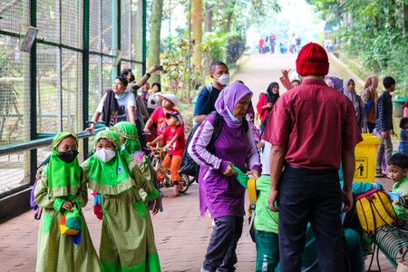 Jakarta, Indonesia in December 2022. The Zoo in Ragunan is one of the favorite places for small and...