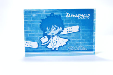 Tokyo, Japan in July 2019. A guide book contained in a 100 yen toy capsule containing a rubber key chain with a string with a picture of Detective Conan and Kaito Kid. Comic created by Aoyama Gosho.のeditorial素材