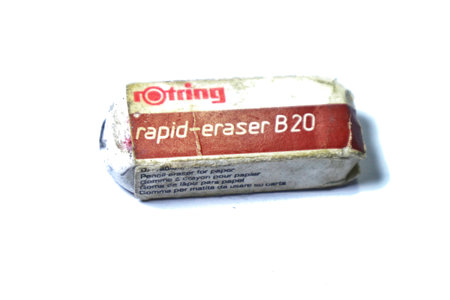 Jakarta, Indonesia in July 2022. Isolated white photo of a Rotring brand eraser, to erase writing from pencils. This eraser is made of white rubber.のeditorial素材