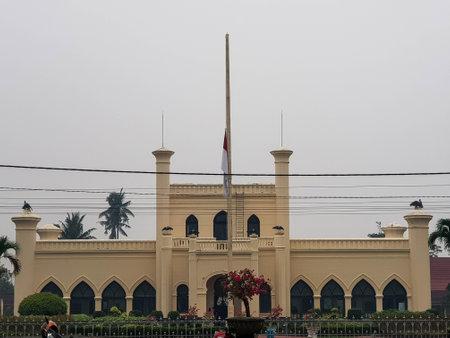 Riau, Indonesia in October 2019. The Siak Sri Indrapura Palace atau Istana Siak Indrapura which is still standing today is located in Sri Indrapura, Kp. Dalam, Siak Regency, Riau. This palace has another name, namely Asserayyah Hasyimiah Palace or the Easのeditorial素材