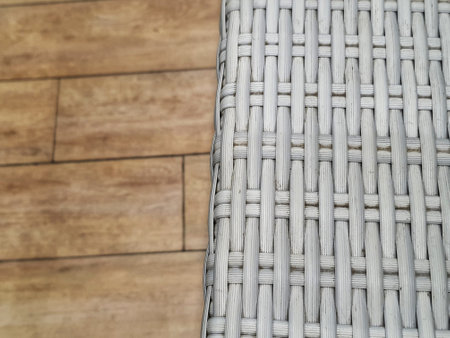 Close up photo of white artificial rattan wicker. Used for chairs.の写真素材