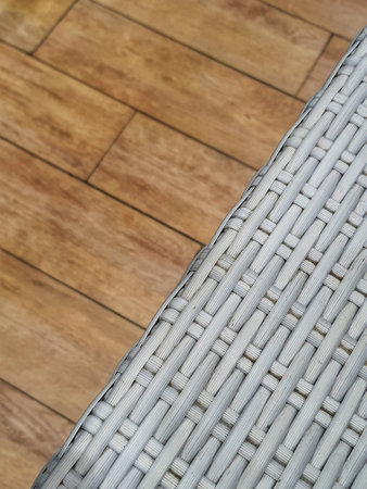 Close up photo of white artificial rattan wicker. Used for chairs.の写真素材
