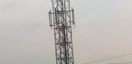 One of the transmitter poles with a fairly complicated structure with a certain height. Made of steel.の写真素材