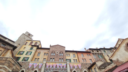 Chiba, Japan on October 5, 2023. Disneysea Japan theme park decoration with Halloween theme and Tokyo Disney Resort 40th Anniversary Dream Go Round. Halloween pumpkins and Halloween banners. Lots of Visitors.のeditorial素材