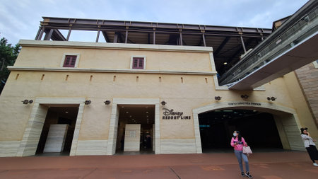 Chiba, Japan on October 5, 2023. One of the stops on the Disney Resort Line which is access to Tokyo Disneysea, one of the best amusement parks in Japan. Ticket Machine.のeditorial素材
