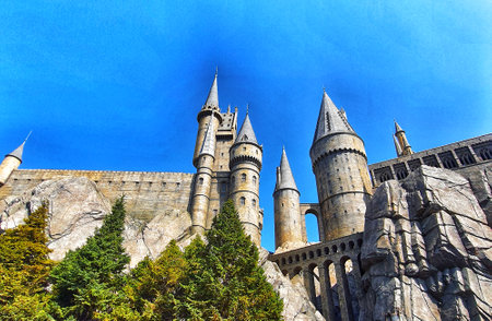 Osaka, Japan on September 30, 2023. Hogwarts castle building in Osaka. A must visit place for fans of the Harry Potter films. There are lots of fun rides and souvenir shops about Harry Potter inside.のeditorial素材