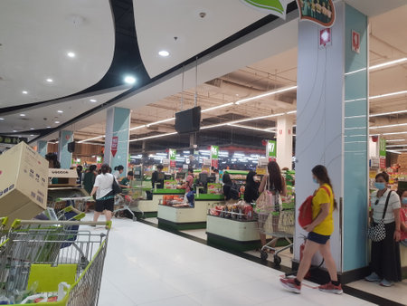 Bangkok, Thailand on July 22 2023. The atmosphere at the Big C Department Store is very busy, visited by local Bangkok residents and tourists looking for cheap souvenirs or to resell in their country.のeditorial素材