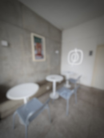 Jakarta, Indonesia on July 7 2022. Blurred defocus photo of the interior of a Fore cafe in Jakarta, simple and with an industrial theme, providing welcome drinks and various other sales such as coffee beans and others.の写真素材