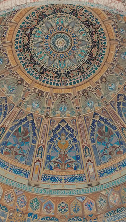 Behold this stunning dome!  Intricate designs and vibrant colors create a breathtaking, majestic atmosphere.  The detailed murals tell a story of artistry and culture.の素材