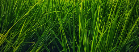 Fresh green grass blades create a vibrant and natural texture perfect for backgrounds or...