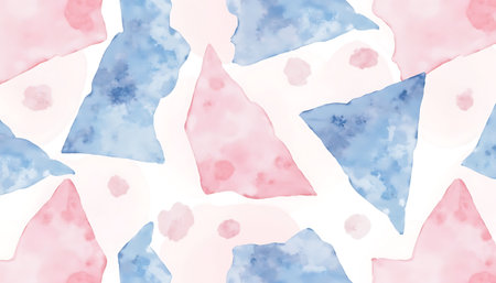 Abstract watercolor shapes form a seamless pattern in soft pink and blue colors great for backgrounds and textile designs.の素材