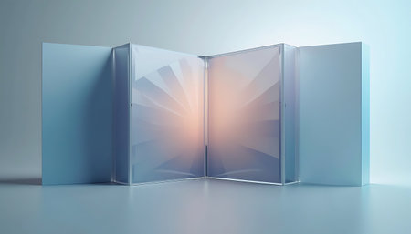 Modern abstract display features geometric shapes and diffused light, perfect for product showcasing and creative presentations in contemporary designs.の素材