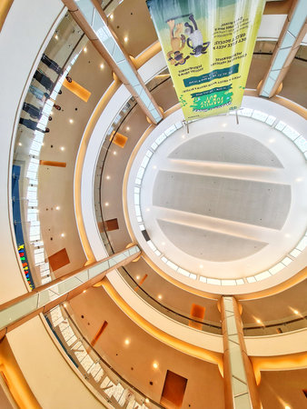 Bekasi, Indonesia on 5 July 2025. Looking at the roof of mall. Circle.