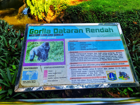 Jakarta, Indonesia on 30 Aug 2025. Pusat Primata Schmutzer. A sign provides information about the...