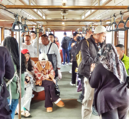 Sa Pa, Vietnam on 15 May 2025. Diverse passengers are riding in public transportation vehicle...