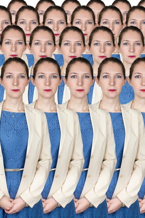 Group of identical young business women