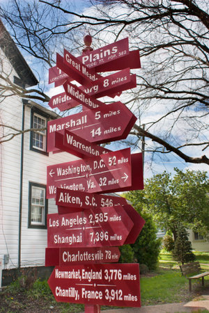 A sign post in The Plains, Virginia  The Plains is located in Fauquier County Virginia 