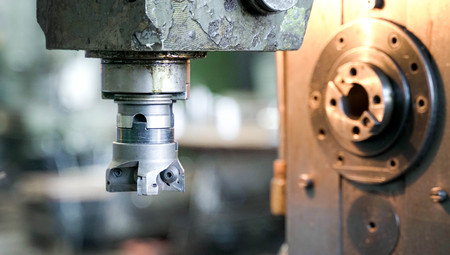 Steel milling head on a blurred background. Closeupの写真素材