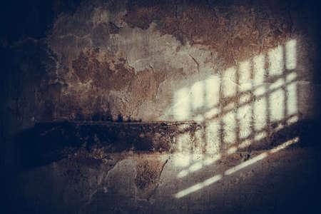 lattice shadow on the wallの写真素材