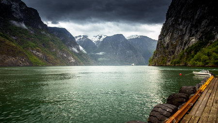 Undredal is a small village in the municipality of Aurland in Sogn og Fjordane countyの写真素材