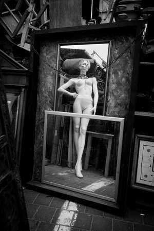 White female mannequin in the flea marketの写真素材