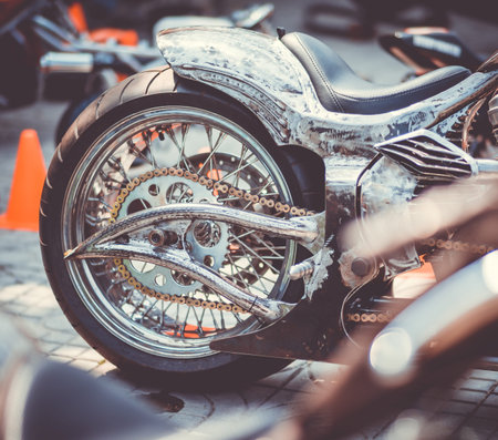 Fragment of a new motorcycle made in the workshop. Burap Biker Rally Pattaya