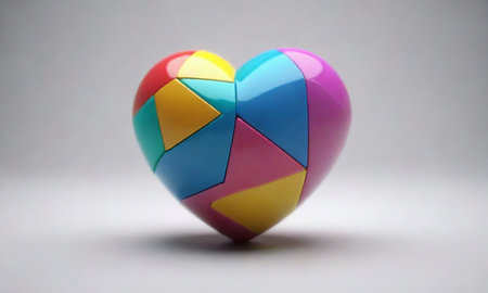 Colorful origami heart on a white background. Love concept.の素材