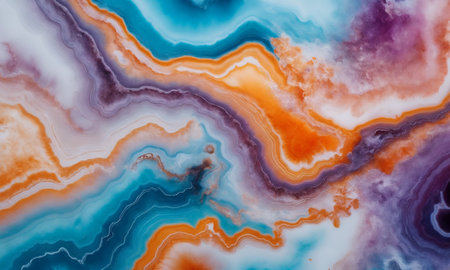 Natural stone banding pattern in agate, close up in full frame.の素材