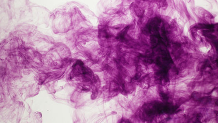 Purple smoke/ink in front of white background