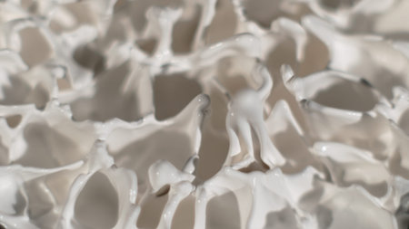 White paint splatter background; macro textureの写真素材