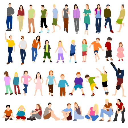 Lots of Men Women and Childrenのイラスト素材
