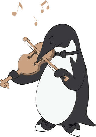 Penguin Loves Musicのイラスト素材