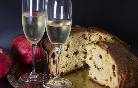 Christmas toast with panettone from Milanの写真素材