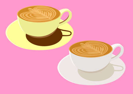 Cups of latte coffee art vector illustrationのイラスト素材