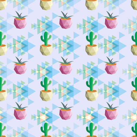 Seamless pattern cactus pastel colors, light blue backgroundのイラスト素材