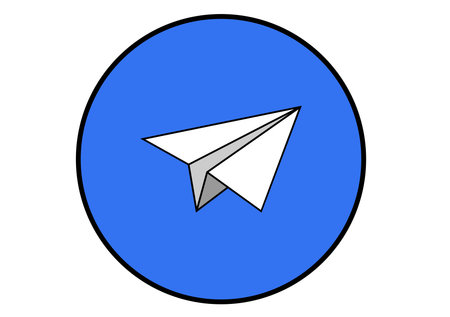 PAPER AIRPLANE ICON WITH BLUE BACKGROUND