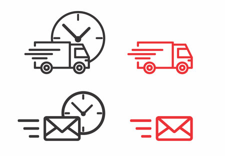 Red and black express mail and transport shipping iconのイラスト素材